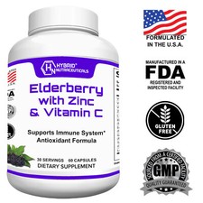 Black Elderberry Capsules, Immune Support: Zinc, Turmeric, L-Glutamine, Turmeric