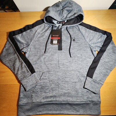 Men Sz M - Spyder Active Gray Space Dye ProWeb 1/4 Zip Hoodie Sweatshirt SPM815B