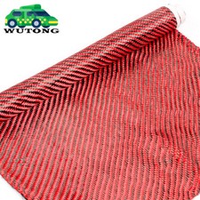 12" x 5FT Twill Weave Red Carbon Fiber Fabric Cloth 3K, 9oz, 12" x 59"