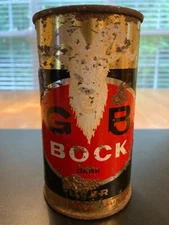 GB (Grace Brothers) (Dark) Bock Beer, FT TO, Good Solid Empty Outdoor Can, Dents
