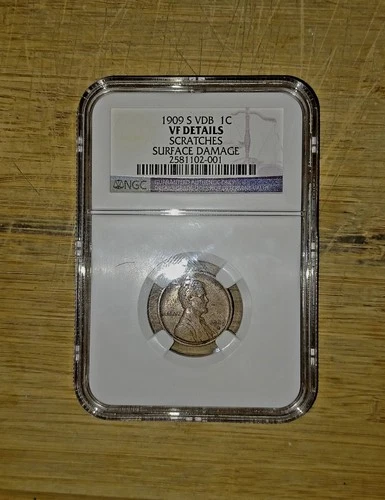 1909 s vdb lincoln cent ngc vf