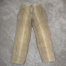VTG LL Bean Pants Womens Size 6 Reg Brown Corduroy Pleated High Rise 90s Faded