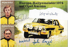 Walter Röhrl/Jochen Berger, Opel, old autograph card, original signed, rare