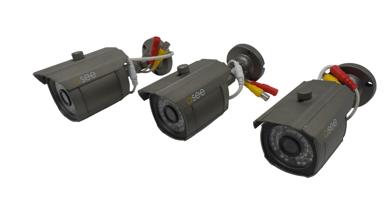 Lot of 3 Q-See QM9902B Night Vision Bullet Analog Security Cameras with Free Shipping