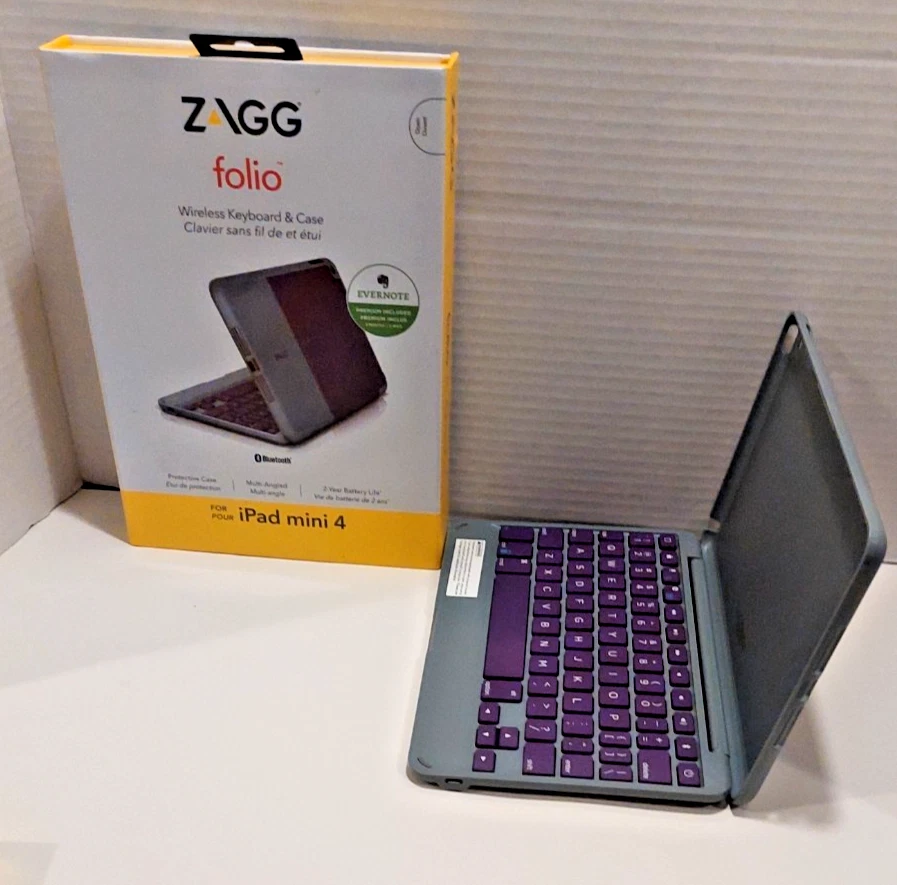 ZAGG Purple Folio Case Hinged with Backlit Bluetooth Keyboard for iPad Mini 4 - Image 3 of 4