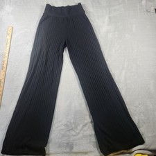Abercrombie  Fitch Soft Ribbed Knit Black Wide Leg Lounge Pants XS