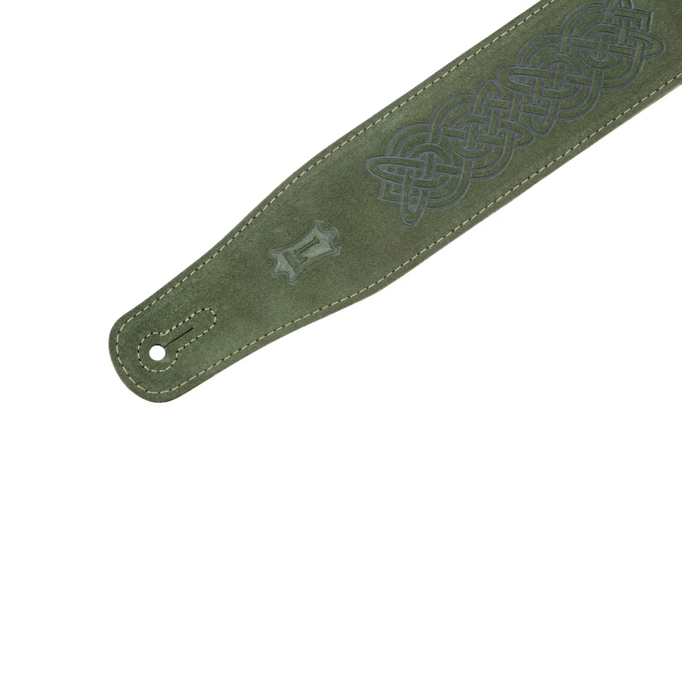 Correa de guitarra Levy's de 2,5 pulgadas de ancho de gamuza verde ajustable de 44 a 56 pulgadas Foto 4 de 4