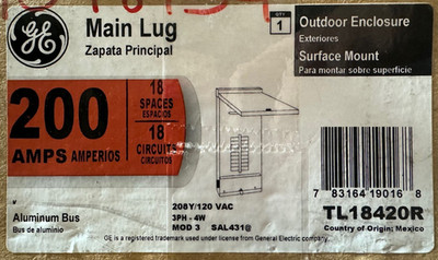 GE TL18420R PowerMark Plus Load Center 200A 3-Phase 4-Wire NEMA 3R Outdoor Panel