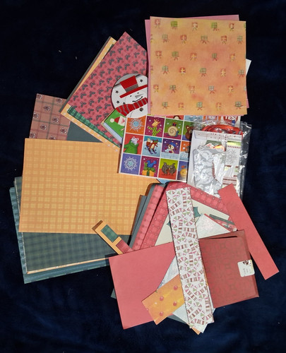 Vtg Christmas Scrapbooking Paper Lot Patterned Cardstock Die Cut Embellishments