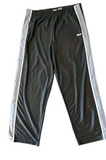 FILA Pants Men's XL Track Breakaway Snap Black/Grey/White