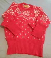 Vintage Jantzen 40-50's Snowflakes Red Sweater Made In USA Glens Falls N.Y