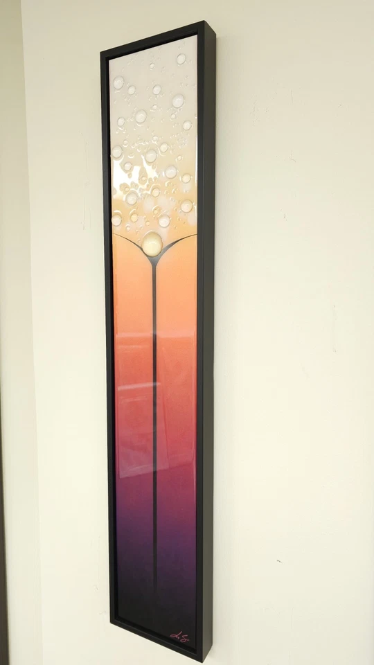 Pintura Original Diente de León Arte Floral Colorido Negro Enmarcado Decoración de Pared 6"x36" Foto 2 de 4