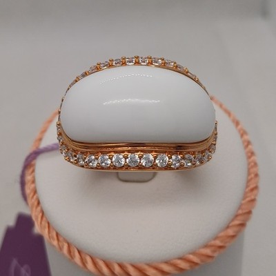 Bronzallure Milano Ring mit weißem Achat und Zirkonia
