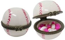 Set of 2 Ceramic Ball-Shaped Compact Pill Boxeses