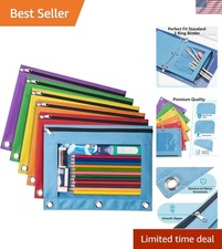 6Pack Pencil Pouches for 3 Ring Binder, Smooth Zipper 3 Ring Binder Pencil Po...