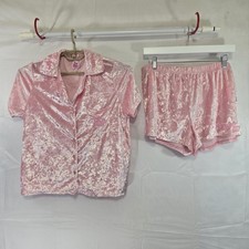 Juicy Couture Crown Monogram Pink Soft Stretchy Velour 2 Piece Pajama Set Size L