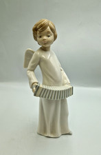 NAO Lladro Angel Playing Accordion Porcelain Figurine, 8"