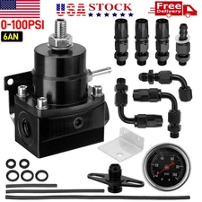 Adjustable Universal 6AN Fuel Pressure Regulator Kit EFI Bypass Return 0-100psi
