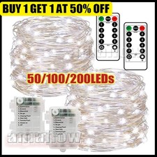 50/100/200 LED Battery LED String Rice Lights Copper Wire Remote Control Timer*