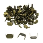 50Pcs Brass Leather Staples 8mm Two Prong Belt Loops Fasteners Bronze