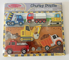 NEW Melissa & Doug Fresh Start Construction Wooden Chunky Puzzle Set Ages 2+