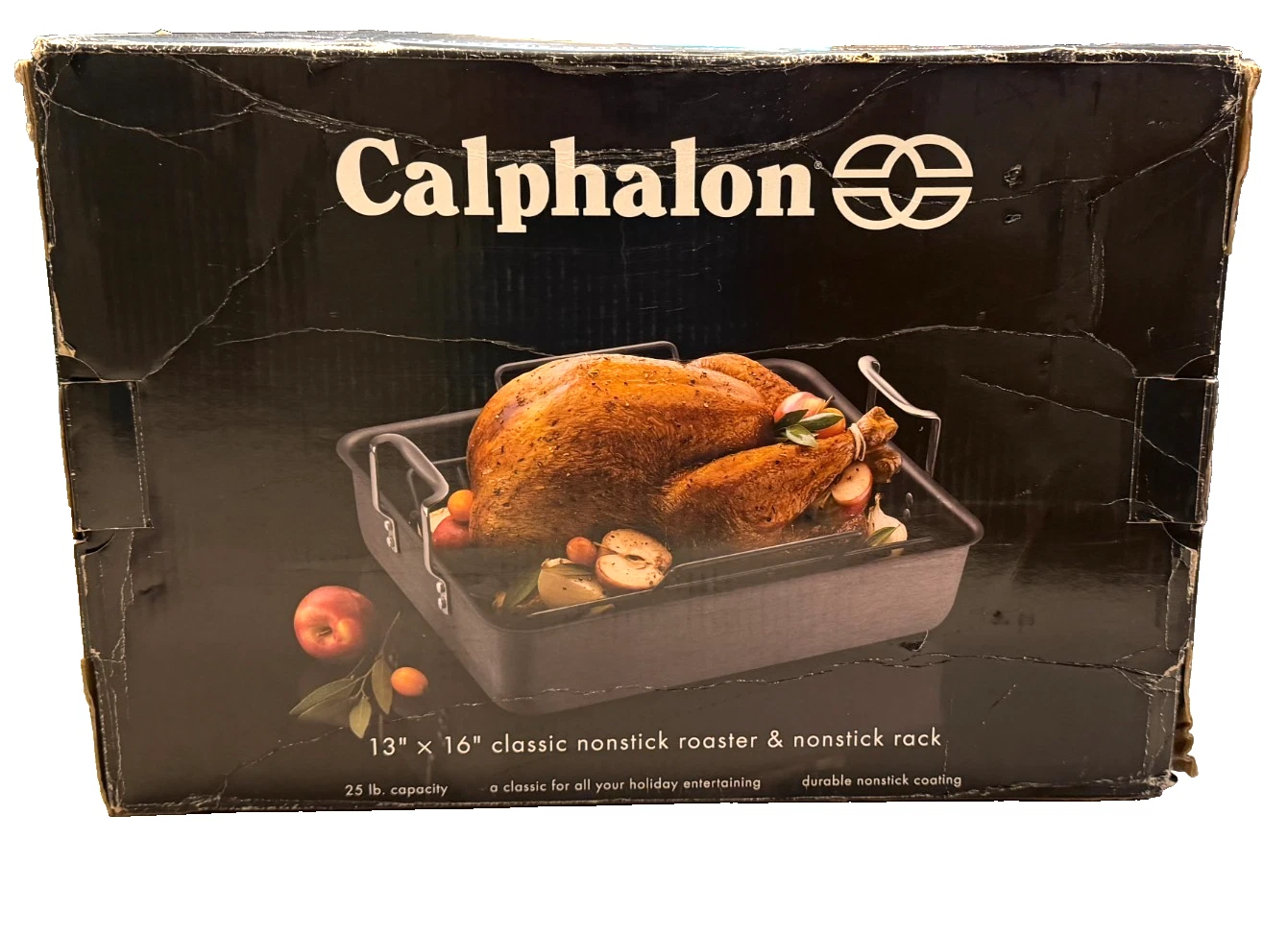 Calphalon Classic Nonstick Roasting Pan 13x16 w/ Rack 25lb Capacity NEW open box