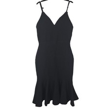 Cider Dress Womens 0X Black Ribbed Knit Bodycon Mermaid Midi Little Black Dress