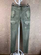 Prada Vintage Washed Military Green Utility Cargo Pants Zip Size 24