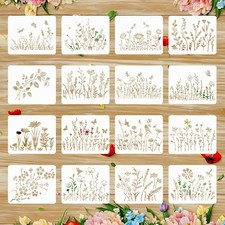 Flower Stencils, Ymapinc 16pcs Botanical Stencil Reusable for Crafts...