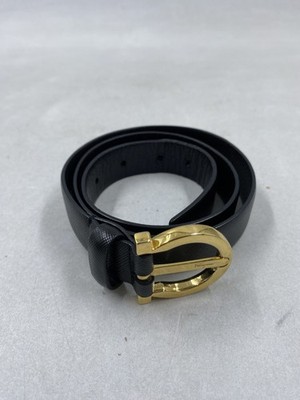 Salvatore Ferragamo Black Gold Buckle Leather Women Belt  display picture 3