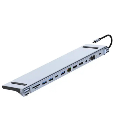 12 in 1 Docking Station USB C Hub Adapter mit HDMI 4K USB 3.0/2.0 Type-C 3.5mm