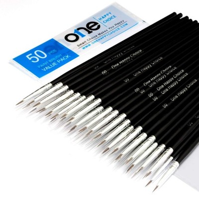 50 Pcs Pack of Synthetic Sable Fine Detail Paint Brushes Set for Miniature, Scal