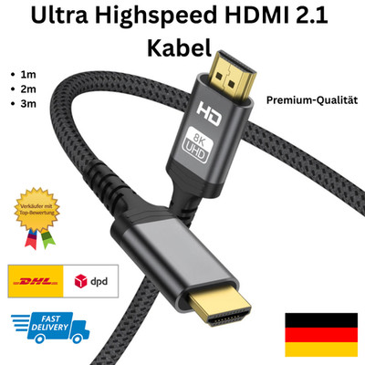 HDMI 2.1 Kabel 8K 60Hz | Ultra High Speed 48 Gbit/s | Ethernet | 1 3 m