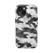 Grey Camouflage Phone Tough Case, Gift For Hunter Fans