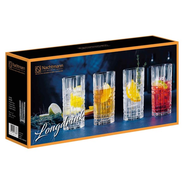 Nachtmann Square Longdrinkglas Trinkglas Cocktailglas Kristall 445 Ml 4Er Set-image