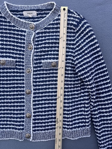 SUNCOO PARIS NAUTICAL STRIPE CARDIGAN SWEATER GILET GABAREL SIZE T1 US SMALL - Picture 7 of 13