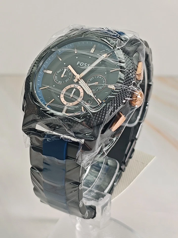 Reloj cronógrafo de cuarzo para hombre 5.Fossil (correa de acero/silicona, azul) FS5164 Foto 2 de 4