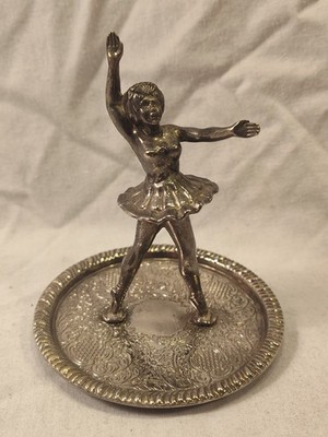Vintage Silvertone Ballet Dancer Figure Ring Holder