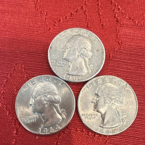 Washington Quarter Silver 25C 1962 1964 Circulated 0.9 Fineness Variety Lot
