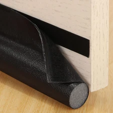 37" Door Draft Stopper, Adjustable One-Sided Under Door Draft Blocker, Black