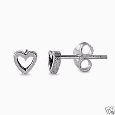 Silver Open Heart Stud Earrings Sterling Silver 925 Best Price Jewelry Gift 4mm