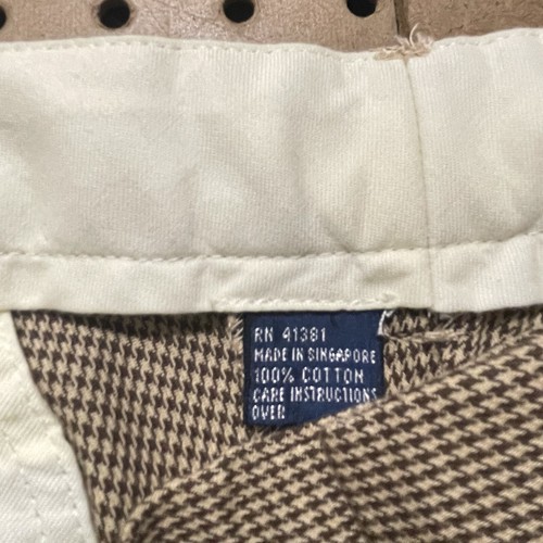 VTG Polo Ralph Lauren Pants Mens Size 34x32 Brown Houndstooth Trousers Pleated - Picture 7 of 10