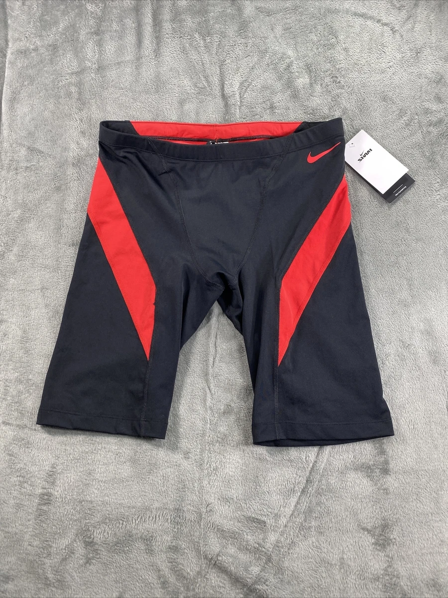 Nike Swim Men s Hydrastrong Vex Colorblock Jammers Red Black Size 36 NWT