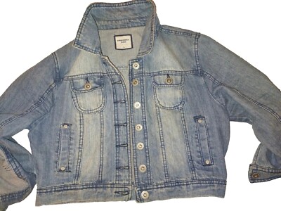 HIGHWAY JEANS Cropped Light Wash Denim Jean Jacket Size L Women's