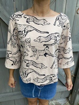 H&M Tunika Shirt Leopard zu Jeans Hose Rock Gr. S Ethno 