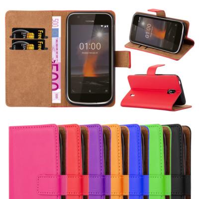 Für Nokia 1 Handy Hülle Leder Wallet Book Flip Folio Ständer Ansicht Cover