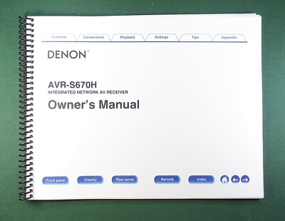 Denon AVR-S670H Instruction Manual: Full Color 248 Pages & Protective Covers!