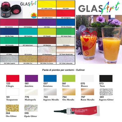 colori per vetro pittura glasart marabu flacone 15ml