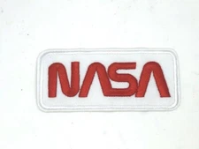 NASA Worm white embroidered Patch iron/sew on  4 x 1.75 inches