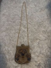 Antique Trinity Plate Tapestry Handbag Purse Jewel Frame -AS IS